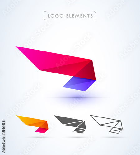 Abstract aircraft wing logo design. Material design style.