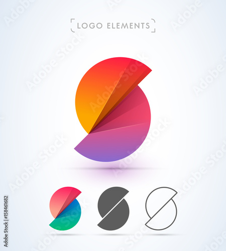 Abstract letter S logo template. Origami paper style. Material design.