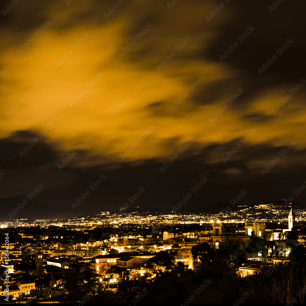 Panorama of Rome , landscape visible from the Pincio in the night Panorama of Rome , landscape visible from the Pincio in the night