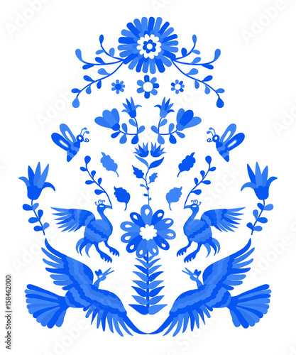 Vector folk Mexican Otomi Style embroidery Pattern
