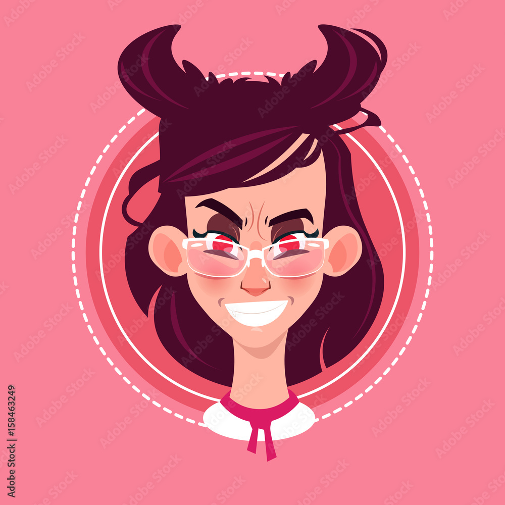 Profile Icon Female Emotion Avatar, Woman Cartoon Portrait Angry Face Flat Vector Illustration
