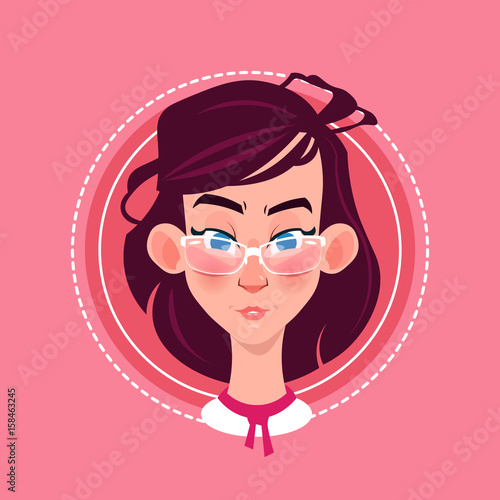 Profile Icon Female Emotion Avatar, Woman Cartoon Portrait Happy Smiling Face Flat Vector Illustration