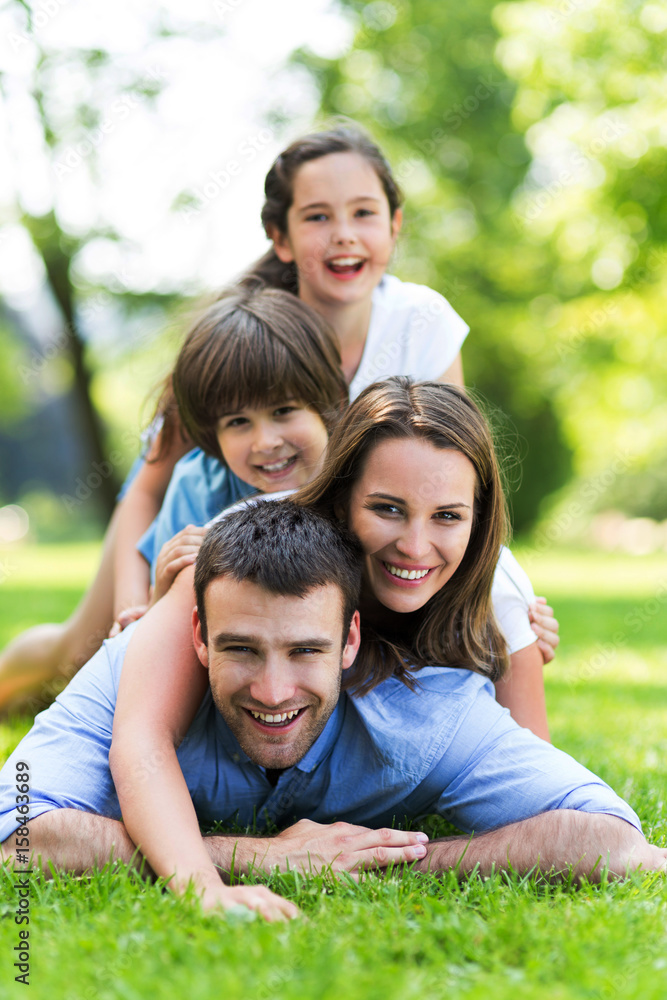 Happy family outdoors
