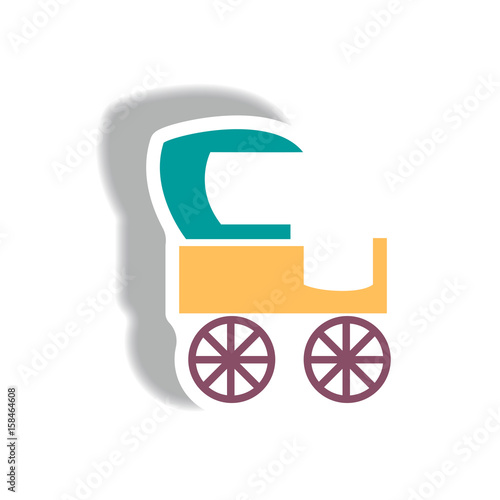 stylish icon in paper sticker style retro carriage