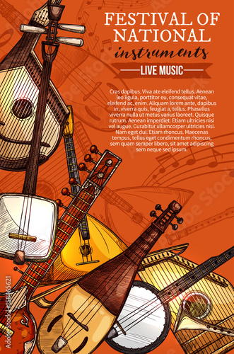 Music festival national instruments vector poster