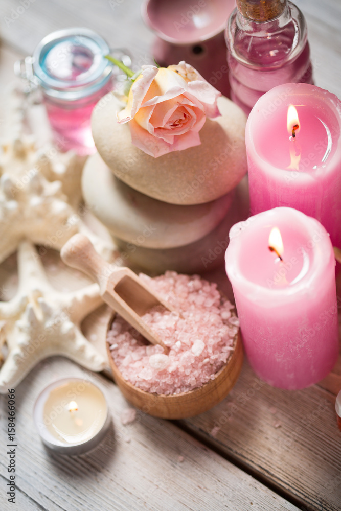 composition of spa treatment on white wooden composition of spa treatment on white wooden