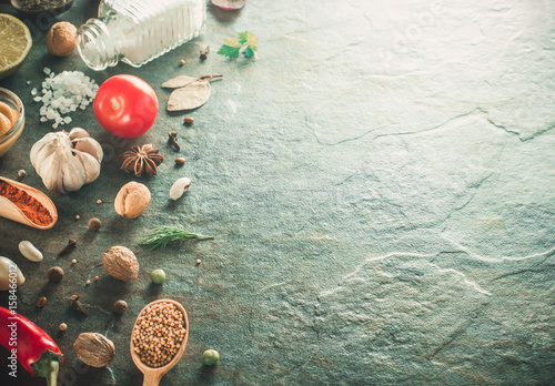 herbs and spices at table