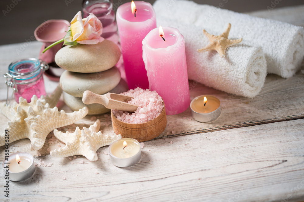composition of spa treatment on white wooden composition of spa treatment on white wooden