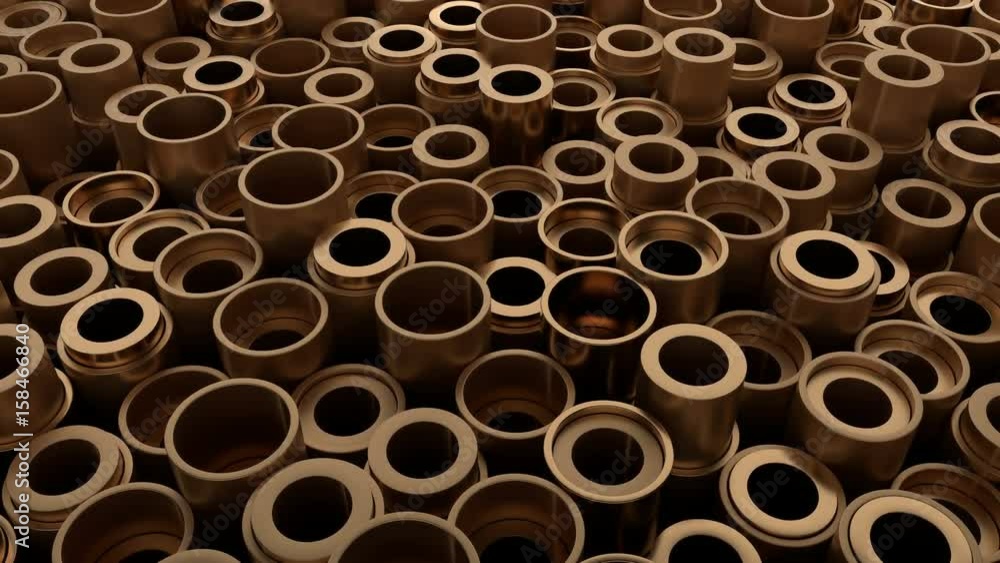 3d rendered complex technology background. Metal details with random height and different materials. Plastic and metal reflective surfaces. Loopable sequence.
