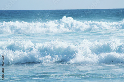 Sri Lanka island . Ocean wave with white foam, beautiful blue Indian ocean