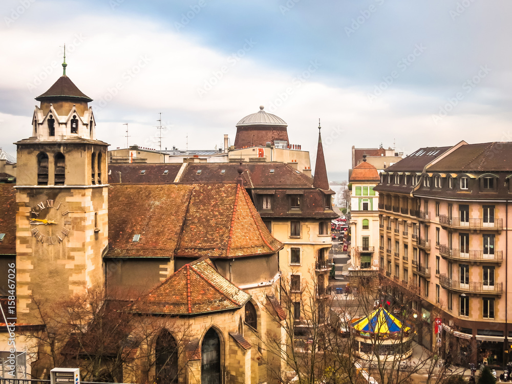 View of roofs of the Old Town, Geneva, Switzerland