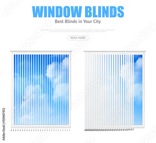 Two Windows With Blinds Overlooking Cloudy Sky