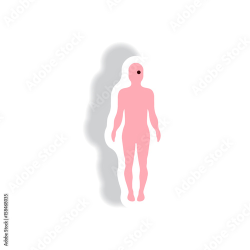 stylish icon in paper sticker style body eye