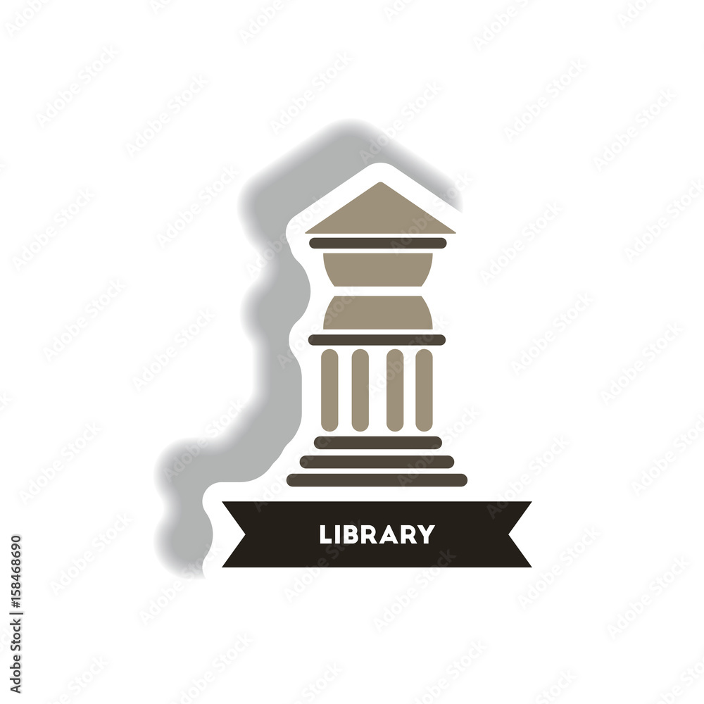 stylish icon in paper sticker style building university library stylish icon in paper sticker style building university library