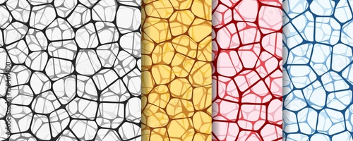 Abstract backgrounds set with colored reticulated nets. Vector illustration