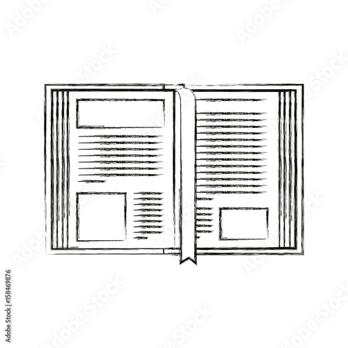 sketch blurred silhouette image open book with bookmark vector illustration