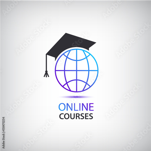 Vector internet learning, teaching, online courses logo, icon