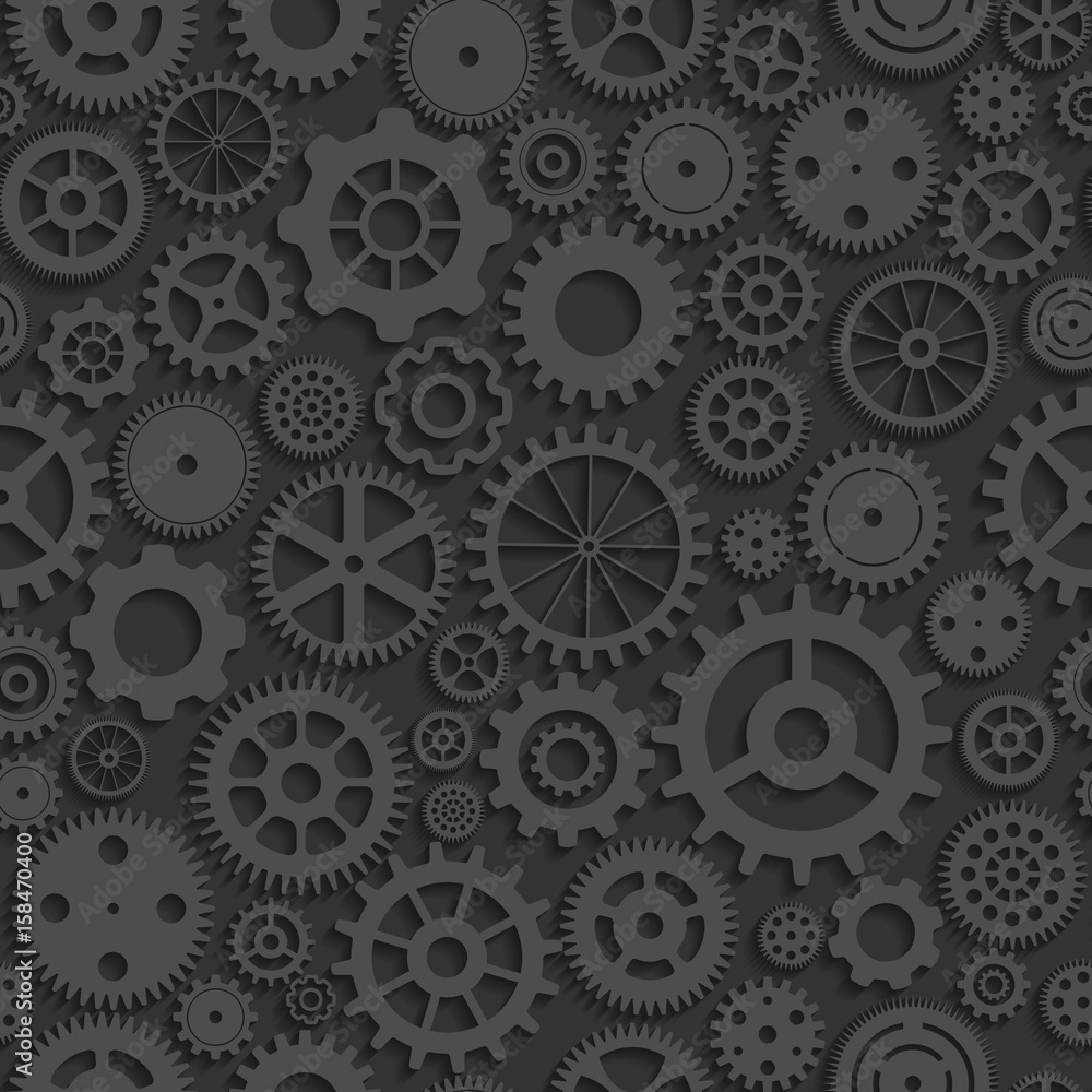 seamless background with grey realistic cogwheels seamless background with grey realistic cogwheels