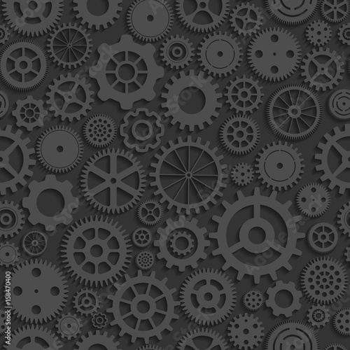 seamless background with grey realistic cogwheels