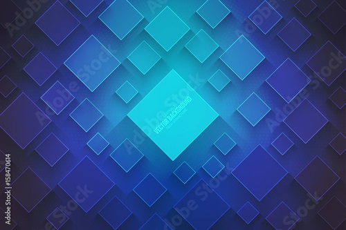 Abstract Vector Technology Blue Background. Technological 3D Geometrical Structure
