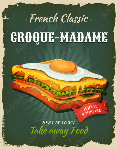 Retro Fast Food French Sandwich Poster