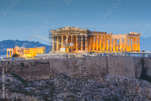 Acropolis and Parthenon temple in the city of Athens, Greece. 