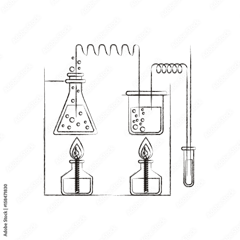 sketch blurred silhouette of chemical laboratory with an experiment in process vector illustration sketch blurred silhouette of chemical laboratory with an experiment in process vector illustration