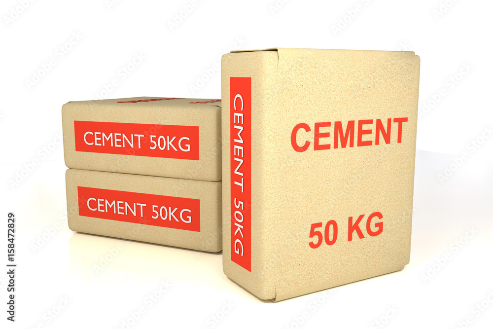 3D rendering of a cement bag on white 3D rendering of a cement bag on white