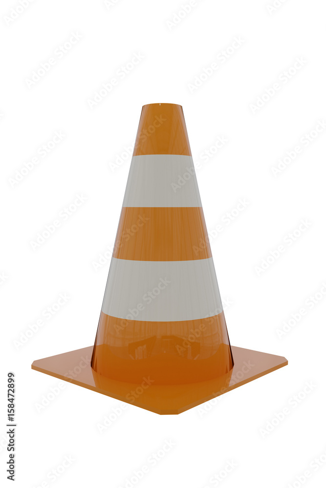 3D rendering of a traffice cone on white 3D rendering of a traffice cone on white