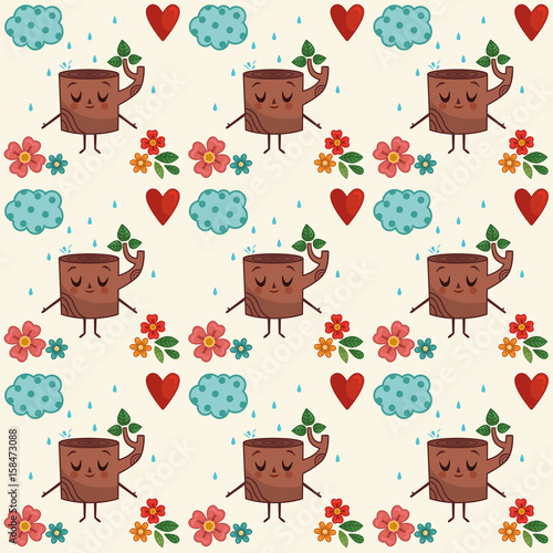 Cartoon pattern in nature theme. (Vector illustration)