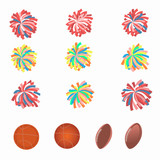 Set of multicolored pom-poms.