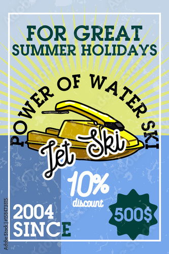 Color vintage jet ski banner