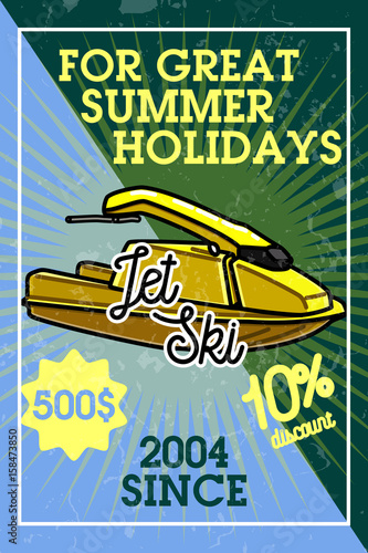 Color vintage jet ski banner