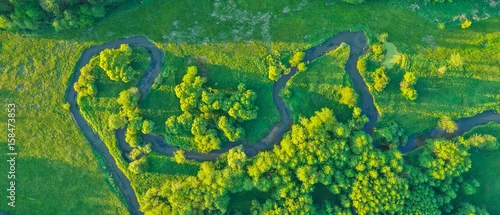 Panel kuchenny z motywem Aerial view of river valley in beautiful sunset light