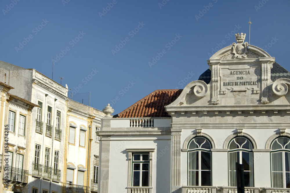 Old buildings at the center of Evora in Portugal.