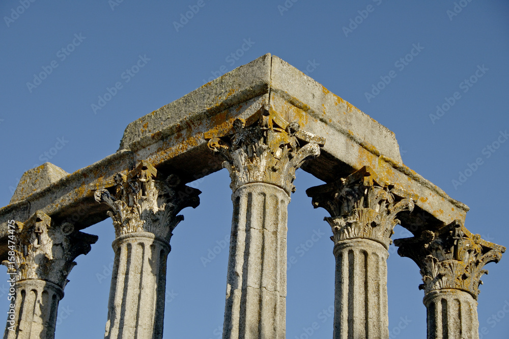 The ruins of an ancient Roman temple in Evora.