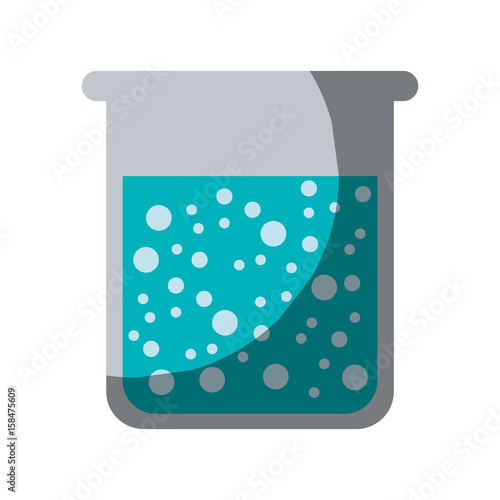 realistic colorful shading image of glass bottle for laboratory with liquid solution vector illustration