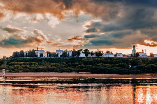 town at sunset