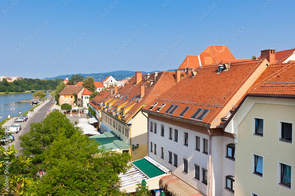 Skyline of Maribor city in the sunny day, Slovenia
