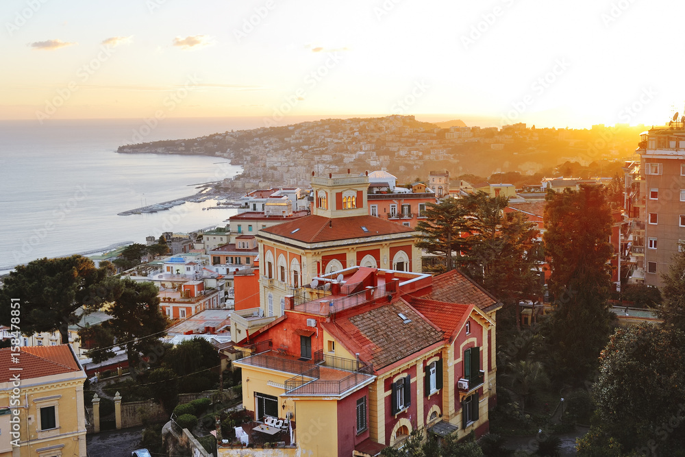 Naples panoramic view of Posillipo hill, Italy