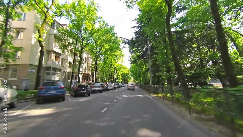 Russia Sochi June 2017: Car POV city road. Russia Sochi June 2017: Car POV city road.