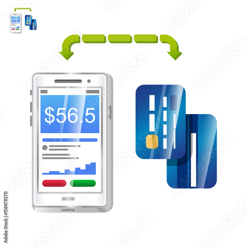 Mobile payment with phone app and cards vector