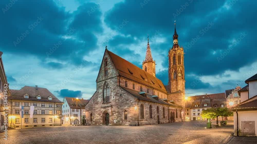Cathedral on munsterplatz square in Villingen-Schwenningen at dusk, Germany (zoom in view)
Cathedral on munsterplatz square in Villingen-Schwenningen at dusk, Germany (zoom in view)