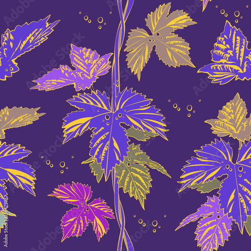 Abstract purple vine liana leaves hops