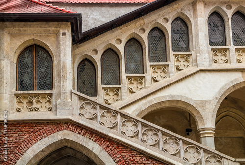 Fragment from the facade of Corvin castle, Hunedoara, Romania. Discover Romania concept.