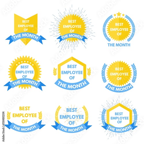 Employee of the month label. Vector illustration.