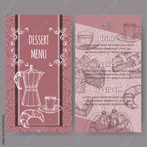 Dessert menu card templates based on hand drawn sketch