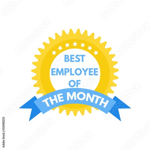 Employee of the month label. Vector illustration.