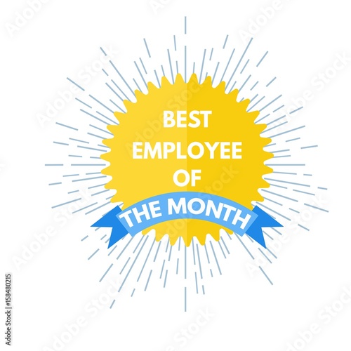 Employee of the month label. Vector illustration.