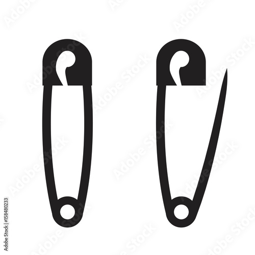  Safety pin icon. French metal pins.Vector illustration.